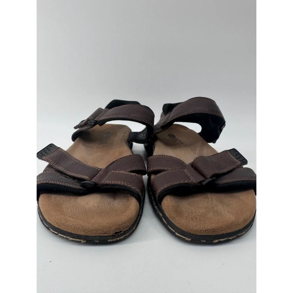 Dr Scholls Leather Sandals Mens 12 Brown Comfort Walking Strappy Shoes